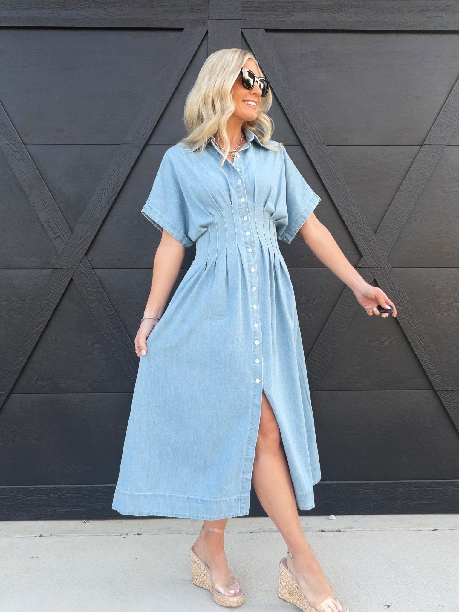 Sainte Shirtdress In Denim Blue - Infinity Raine