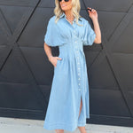Sainte Shirtdress In Denim Blue - Infinity Raine