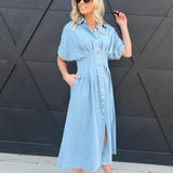 Sainte Shirtdress In Denim Blue - Infinity Raine
