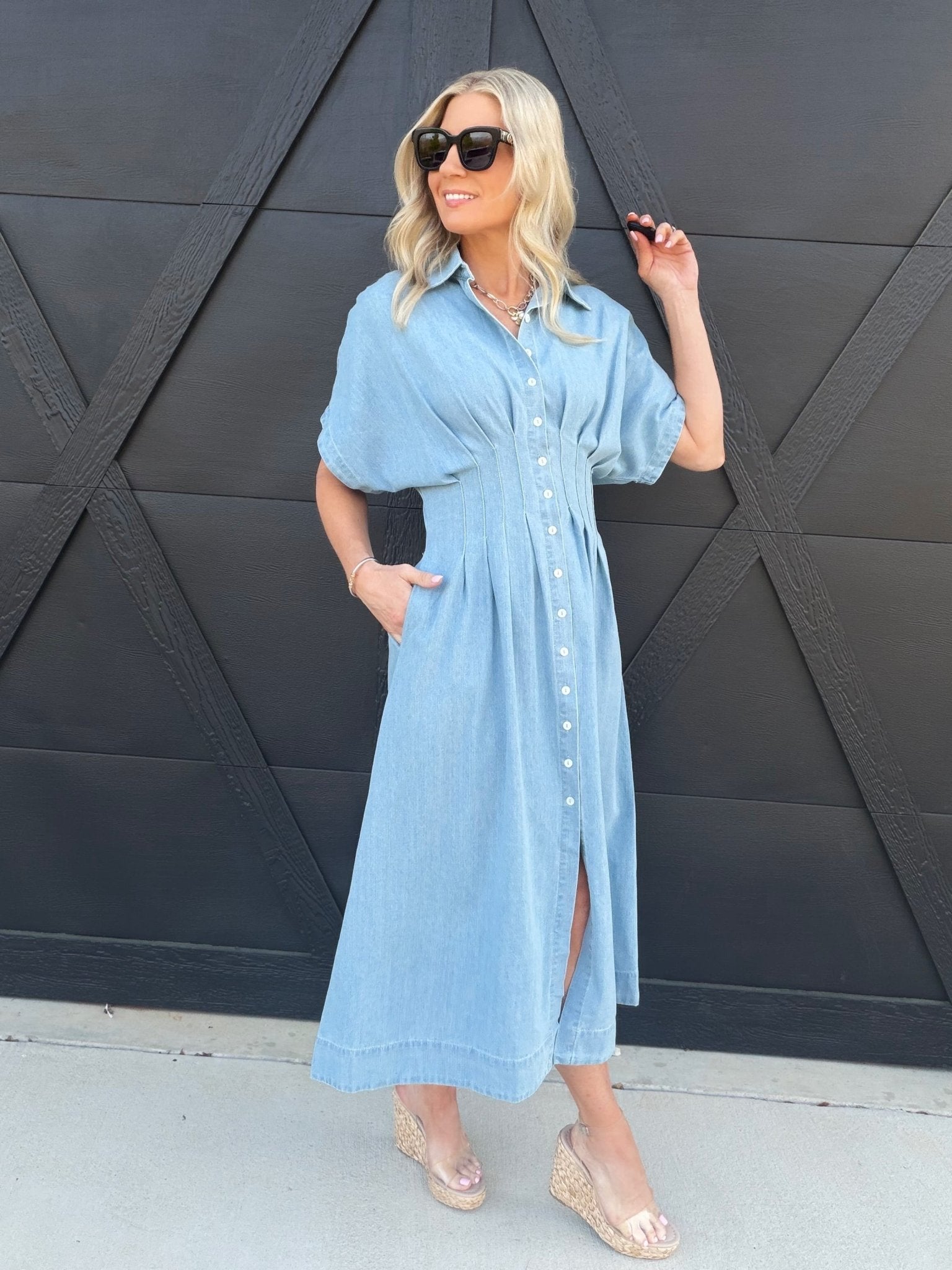 Sainte Shirtdress In Denim Blue - Infinity Raine