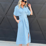 Sainte Shirtdress In Denim Blue - Infinity Raine