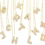 18K Gold Bubble Balloon Initial Necklace-Gold - Infinity Raine