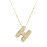 18K Gold Bubble Balloon Initial Necklace-Gold - Infinity Raine