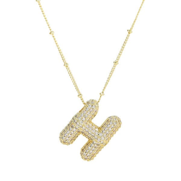 18K Gold Bubble Balloon Initial Necklace-Gold - Infinity Raine