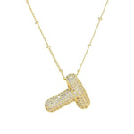 18K Gold Bubble Balloon Initial Necklace-Gold - Infinity Raine