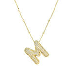 18K Gold Bubble Balloon Initial Necklace-Gold - Infinity Raine
