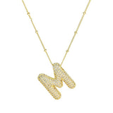 18K Gold Bubble Balloon Initial Necklace-Gold - Infinity Raine
