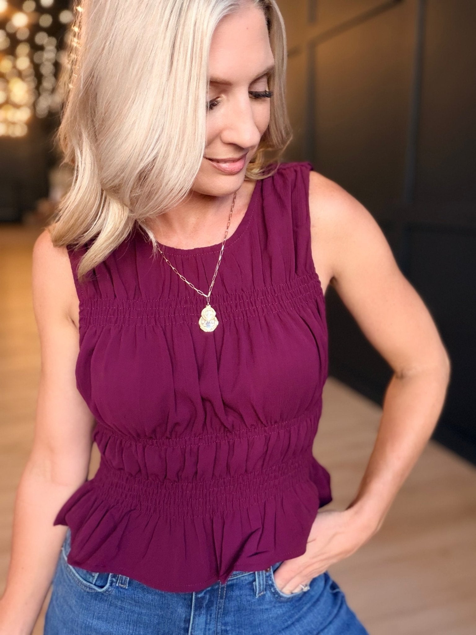 Scarlett Ruched Tank In Plum - Infinity Raine