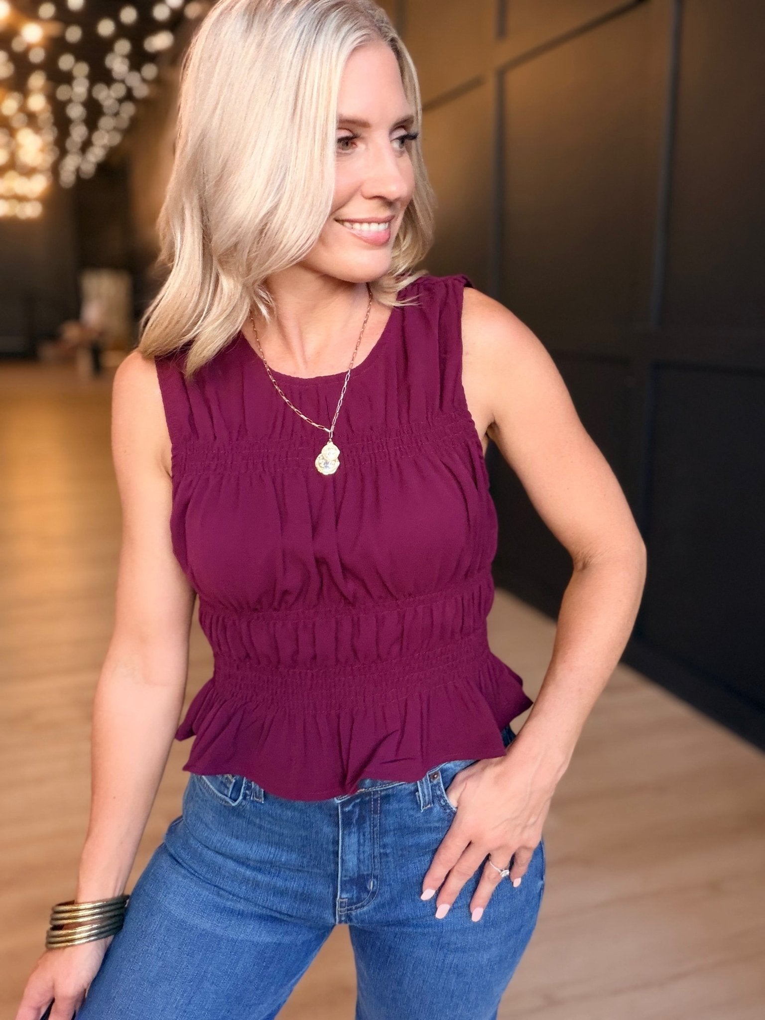 Scarlett Ruched Tank In Plum - Infinity Raine