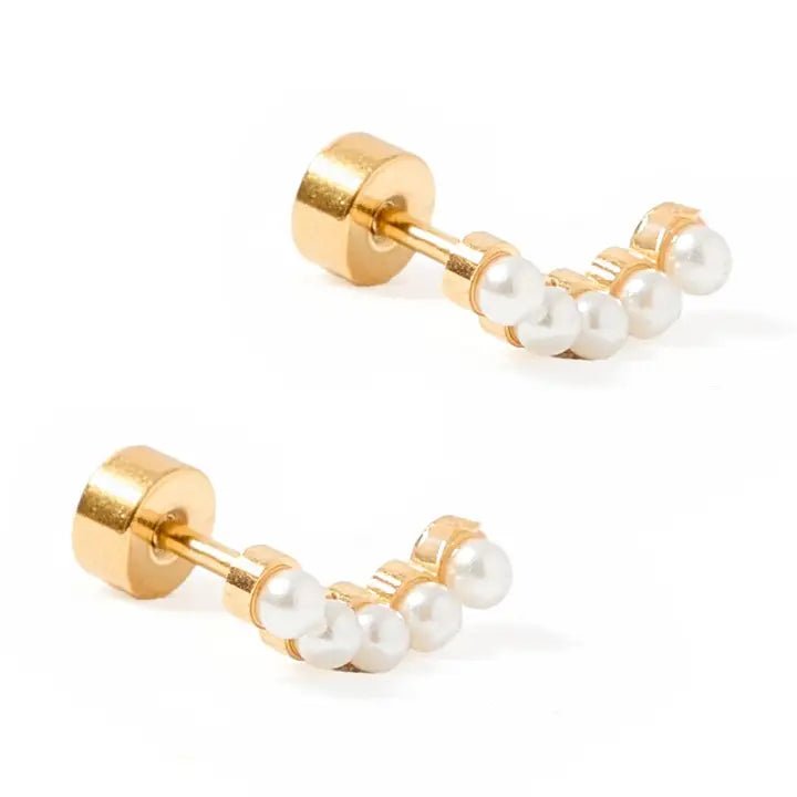 Screwback Stud Earrings In Abigail Pearl - Infinity Raine