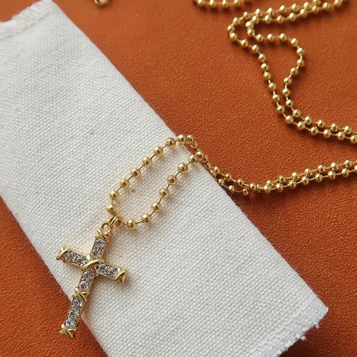 Selma 18k Gold Cz Cross Pendant Necklace - Infinity Raine