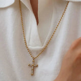 Selma 18k Gold Cz Cross Pendant Necklace - Infinity Raine
