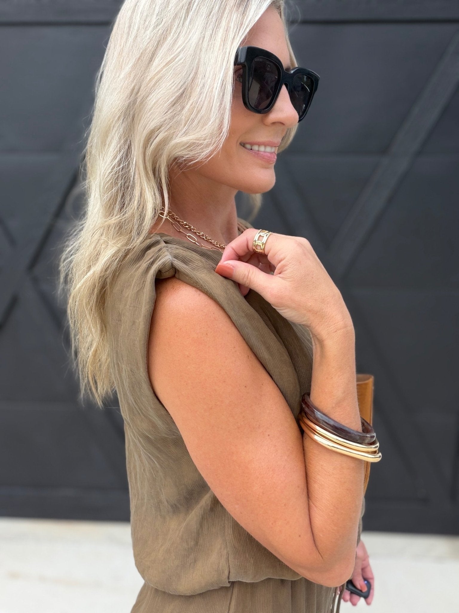 Sepia Sky Bubble Top In Bronze Olive - Infinity Raine