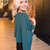 Sheer Chiffon Cape Overlay Sleeveles Round Neck Top In Hunter Green - Infinity Raine
