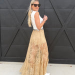 Sheer Lace Maxi Skirt In Taupe - Infinity Raine