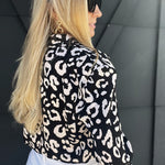 Leopard Button Up Long Sleeve Top-Black - Infinity Raine