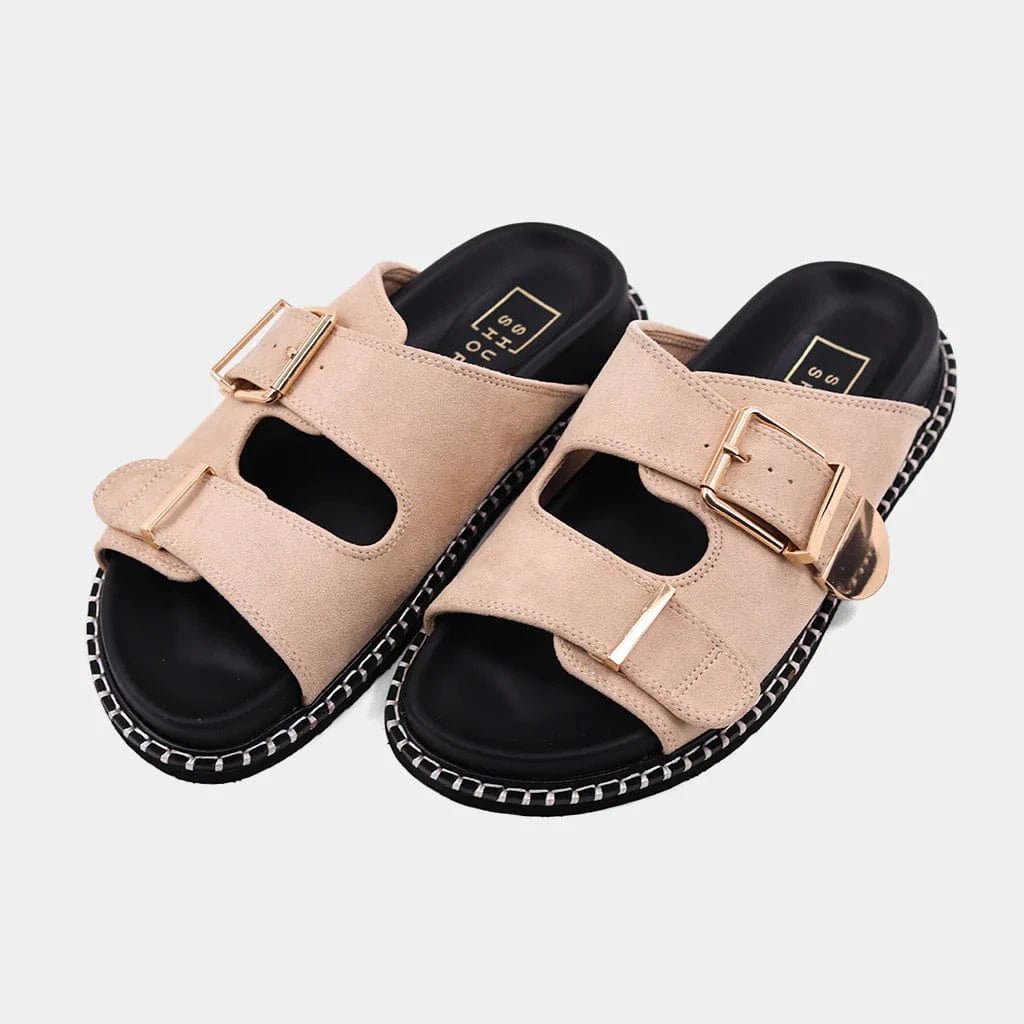 Shu Shop Charlotte Sandals In Beige Suede - Infinity Raine