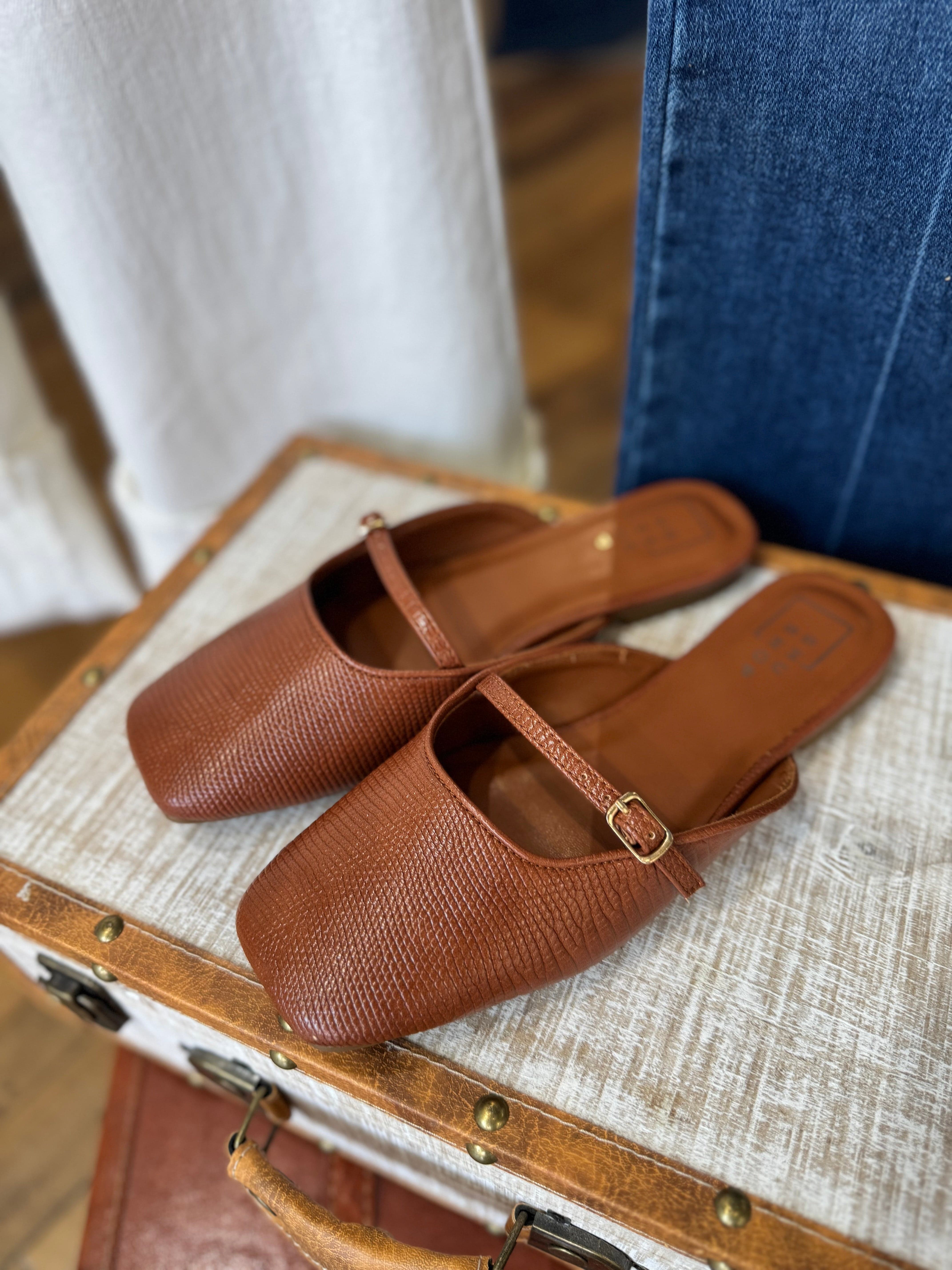 Shu Shop Shoes - Flats Shu Shop Athena Mules In Brown Lizard