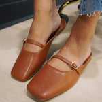 Shu Shop Athena Mules In Brown Lizard - Infinity Raine