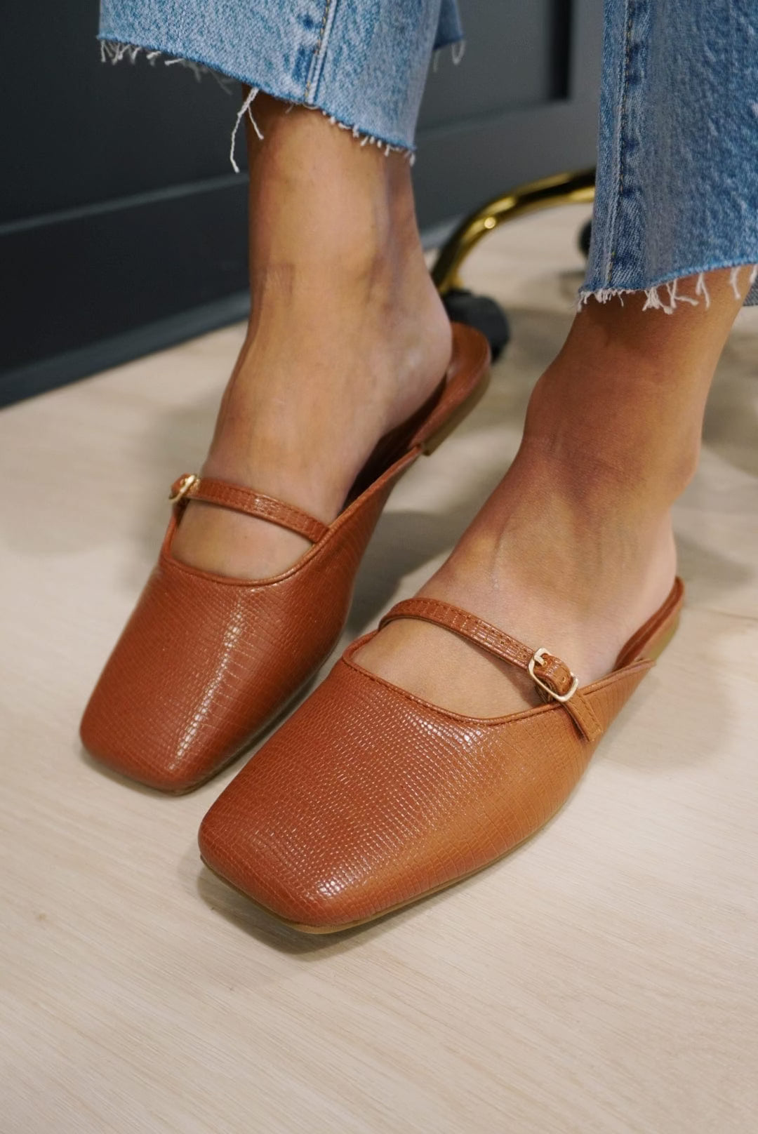 Shu Shop Athena Mules In Brown Lizard - Infinity Raine