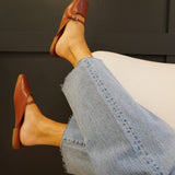 Shu Shop Athena Mules In Brown Lizard - Infinity Raine