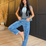 Slouchy Crop Barrel Python Print Roll-Up Cuffed Jeans - Infinity Raine