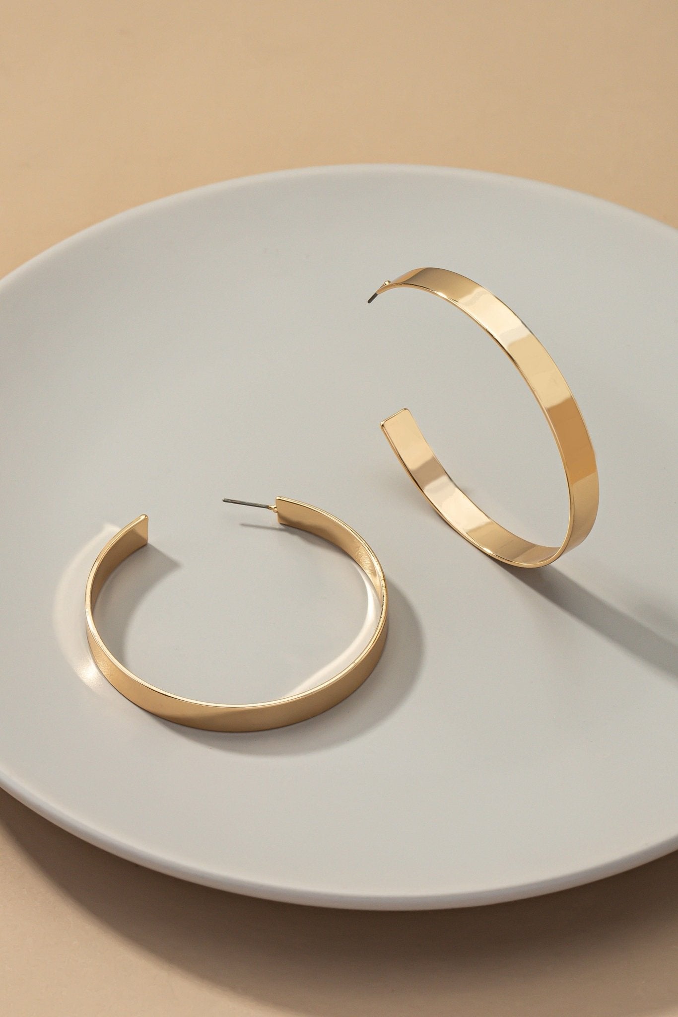 Smooth And Shinny Flat Metal Hoop Earrings In Multiple Colors - Infinity Raine