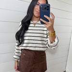 Snap Front Suede Mini Skirt In Dark Brown - Infinity Raine
