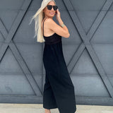 Crochet Macrame Jumpsuit In Black - Infinity Raine