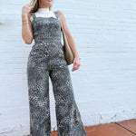 So Me Jumpsuits & Rompers Washed Wide Leg Jumpsuit In Leopard