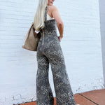 So Me Jumpsuits & Rompers Washed Wide Leg Jumpsuit In Leopard