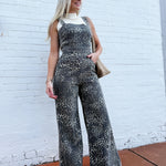 So Me Jumpsuits & Rompers Washed Wide Leg Jumpsuit In Leopard