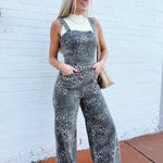 So Me Jumpsuits & Rompers Washed Wide Leg Jumpsuit In Leopard
