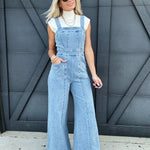 Wide Leg Jumpsuit In Denim - Infinity Raine
