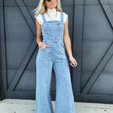 Wide Leg Jumpsuit In Denim - Infinity Raine