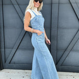 Wide Leg Jumpsuit In Denim - Infinity Raine