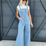 Wide Leg Jumpsuit In Denim - Infinity Raine
