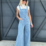 Wide Leg Jumpsuit In Denim - Infinity Raine