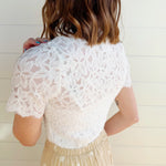 So Me Tops - Blouses Floral Lace Short Sleeve Layering Top In White