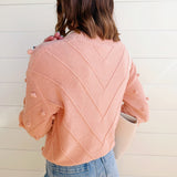 So Me Tops - Sweaters Pom Pom Textured Knit Sweater Top In Blush