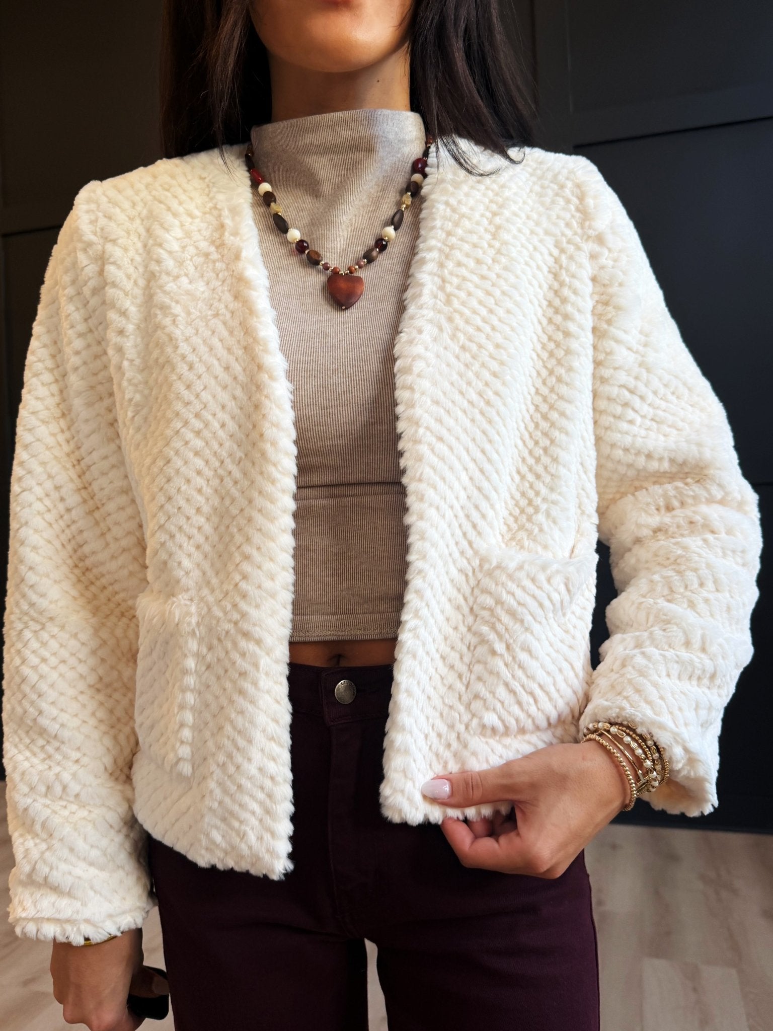 So So Soft Faux Fur Jacket In Ivory - Infinity Raine