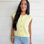 Soft Button Down Sleeveless Cardigan – Butter Yellow - Infinity Raine