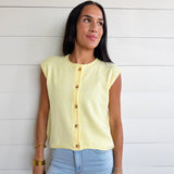 Soft Button Down Sleeveless Cardigan – Butter Yellow - Infinity Raine