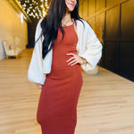 Soft Cedar Rib Knit Midi Dress In Rust - Infinity Raine