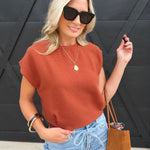 Soft Cedar Tapered Knit Top In Rust - Infinity Raine