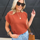 Soft Cedar Tapered Knit Top In Rust - Infinity Raine