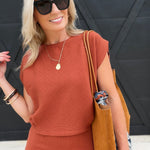 Soft Cedar Tapered Knit Top In Rust - Infinity Raine