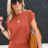 Soft Cedar Tapered Knit Top In Rust - Infinity Raine