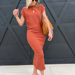 Soft Cedar Tapered Knit Top In Rust - Infinity Raine