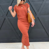 Soft Cedar Tapered Knit Top In Rust - Infinity Raine